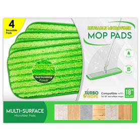 Turbo Microfiber Lot de 4 Housses de Rechange en Microfibre pour 46 serpillères et balais pulvérisateurs - Tampons de Nettoyage