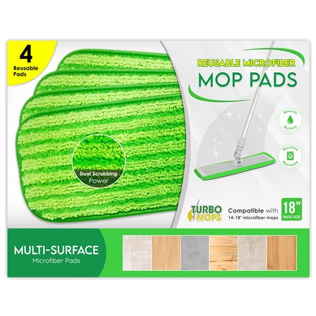 Turbo Microfiber Lot de 4 Housses de Rechange en Microfibre pour 46 serpillères et balais pulvérisateurs - Tampons de Nettoyage