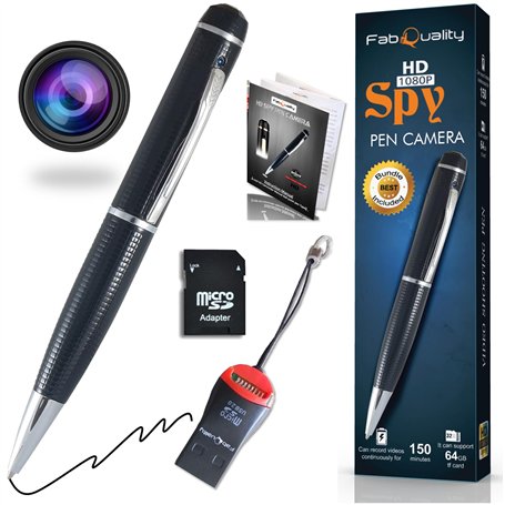 Premium bolígrafo espía cámara 1080P cámara oculta secreto. Libre 16 Go SD + lecteur de SD & 5 llena de tinta inc. Real HD Video