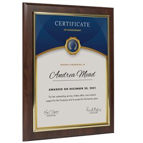 Plaque de présentation de certificat de 26