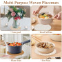 4 Dessous de Verre Ronds en Coton de 18 cm Decoration Table en Liège Set de Table sous Plat de Table Osier Absorbants Réutilisab