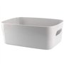 JEUIHAU Lot de 6 grands paniers de rangement rectangulaires en plastique avec poignées, caisse rangement plastique avec poignée,