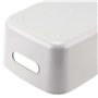 JEUIHAU Lot de 6 grands paniers de rangement rectangulaires en plastique avec poignées, caisse rangement plastique avec poignée,