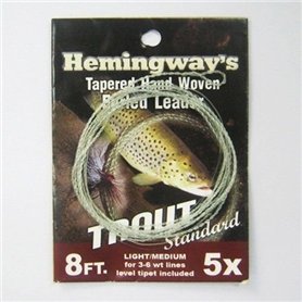 Riverruns Hemingway de fuselé tissé à la Main Nez en Forme Leader-Trout Pêche Fonde 8 FT5 X