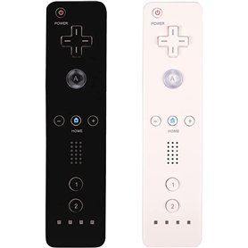 AUFGLO Pack de 2 manettes Wii - Télécommande Wii avec étui en silicone et dragonne (noir+blanc)