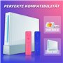 AUFGLO Pack de 2 manettes Wii - Télécommande Wii avec étui en silicone et dragonne (rose+bleu)