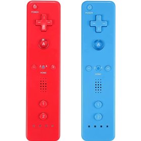 AUFGLO Wii Controller 2 Pack - Télécommande Wii avec étui en silicone et dragonne (rouge+bleu)