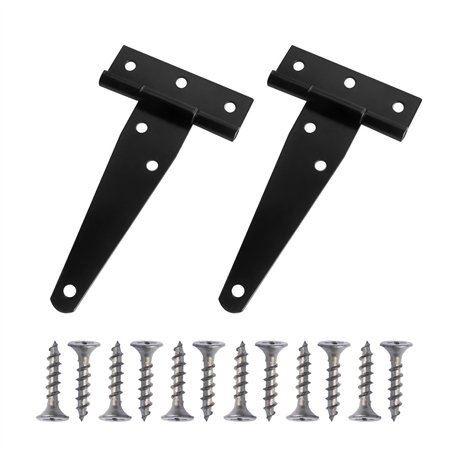Lot de 2 charnières en forme de T noires avec vis de réglage