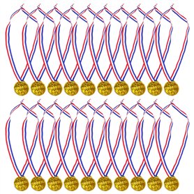 Lot de 20 médailles d'or pour enfants - Médailles en ruban tricolore - Médailles gagnantes - Convient pour diverses activités de