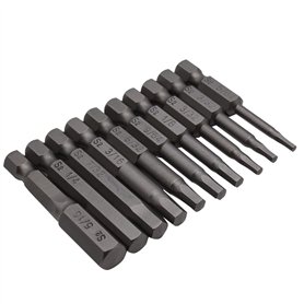 Fongmore 10pcs 50mm 1/4 pouce tige hexagonale S2 acier tête de tournevis hexagonale clé à main Allen jeu de forets 5/64-5/16 jeu