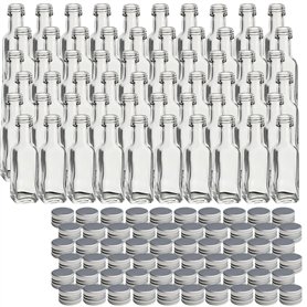 gouveo lot de 60 bouteilles en verre 20 ml Maraska avec bouchon à vis argenté - mini bouteille 0