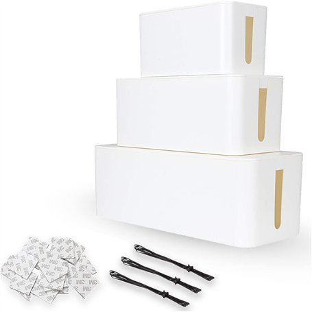 ASelected Lot de 3 Boîtes Cache Câbles