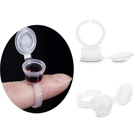 YouU 50 pièces Tatouage D'encre Anneaux Jetables Microblading Pigment Colle Titulaire Tasse Semi Permanent Maquillage Cils Sourc