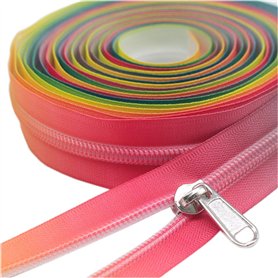 ByaHoGa Fermeture éclair arc-en-ciel sans fin de 4 m - Spirale de 6 mm + 10 fermetures éclair non bloquantes (ruban arc-en-ciel)