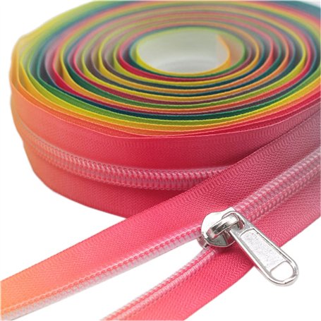 ByaHoGa Fermeture éclair arc-en-ciel sans fin de 4 m - Spirale de 6 mm + 10 fermetures éclair non bloquantes (ruban arc-en-ciel)