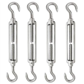 4 Pièces Tendeur Cable M8 Tendeur Cable Inox 304 Réglable Crochet de Ridoir et Crochet pour Tendeur de Fil Cable Acier Corde Cro