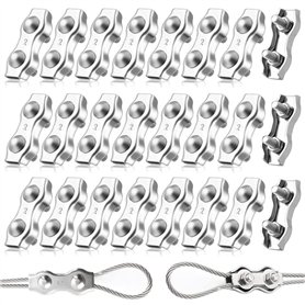 20 Pièces Duplex Clips M2 Câble Métallique Clips Inoxydable 304 Pinces Duplex pour Gréement de Câble Métallique de 2 mm