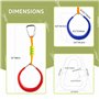 Accessoires de la Gamme Cateam Ninja - Anneaux de Gymnastique Multicolores Lot de 2 avec mousquetons - Anneaux de Barre de Singe