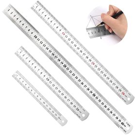 Aililong Lot de 4 règles en acier inoxydable avec bord gradué double face - Outil de mesure pour étudiants
