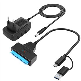 Hoembpn Câble adaptateur SATA vers USB 3.0 avec bloc d'alimentation 12 V/2 A - Compatible avec les disques durs HDD/SSD internes