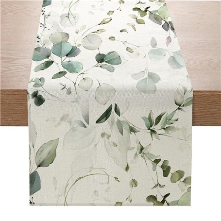 QFEHTHSK Chemin De Table Imprimé Plante Verte 1 Pièce