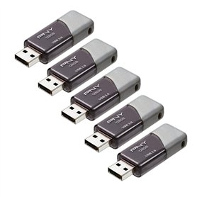 PNY Turbo Attaché 3 Lot de 5 clés USB 3.0 128 Go - Gris - P-FD128X5TBOP-MP - 100 Mo/s