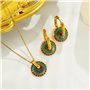 KBRPEY Parure Bijoux Femme Vintage Collier et Boucle D'oreilles Parure en Acier Inoxydable Marguerite Bijoux Ensemble Fantaisie 