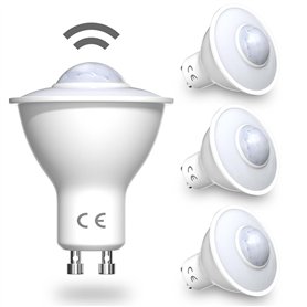 DoRight Lot de 4 Ampoules à Détecteur de Mouvement GU10 5W Ampoule LED Activée par le Mouvement Blanc Chaud 3000K Plage de Détec