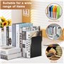 KIMIGO 6 Pièces Serre Livres en Métal,Serre-Livres pour étagères,avec Tapis antidérapant,21 × 13.5 × 9 cm, équipé de 2 aimants e