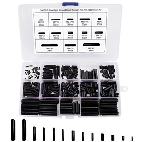 Tunejoy 390 Pièces Goupilles élastiques Assortiment de Goupille élastique Goupilles Fendues en Acier au Manganèse M1.5 M2 M2.5 M