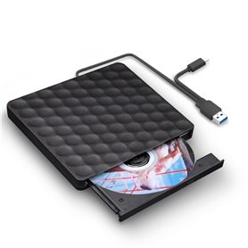 XIAOXIN Lecteur CD/DVD Externe USB 3.0 et Type C Portable CD-R/-RW Drive