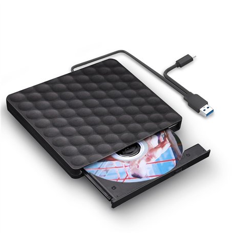 XIAOXIN Lecteur CD/DVD Externe USB 3.0 et Type C Portable CD-R/-RW Drive