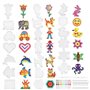 20 Pcs Plaques de Perles à Repasser Enfants Panneaux Perforés pour Perles 5mm Modèles de DIY avec Cartes Colorées Support Perles