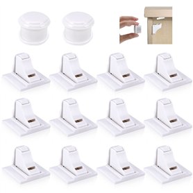 Acksonse Lot de 12 verrous magnétiques invisibles pour la sécurité des enfants Verrous de tiroir et d’armoire pour la cuisine