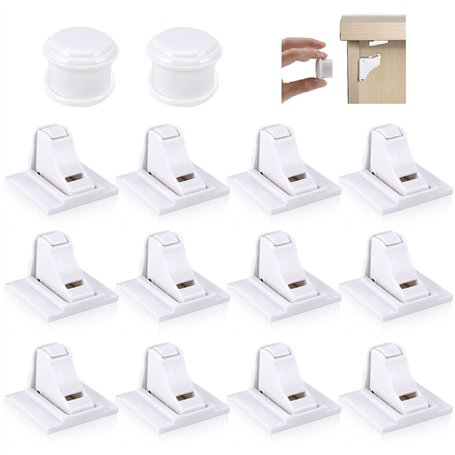 Acksonse Lot de 12 verrous magnétiques invisibles pour la sécurité des enfants Verrous de tiroir et d’armoire pour la cuisine