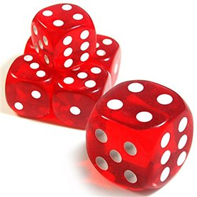 Dés de jeu transparents à 6 faces D6 de 19 mm (bords ronds