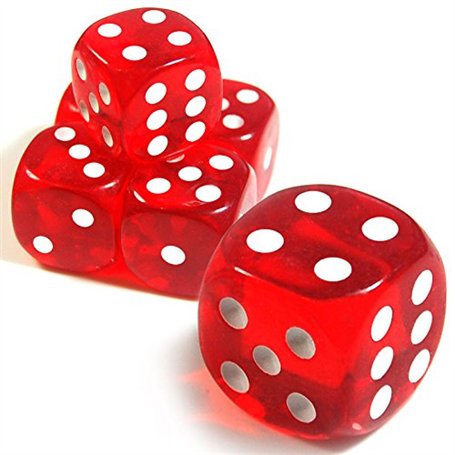 Dés de jeu transparents à 6 faces D6 de 19 mm (bords ronds
