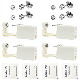 Lot de 4 pistolets de perçage d'oreille jetables avec clous d'oreilles de sécurité (diamant blanc)