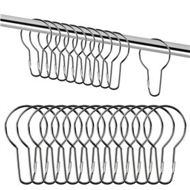 Lot de 27 crochets de rideau de douche en acier inoxydable pour tringle à rideau de douche