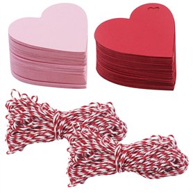 Lot de 220 étiquettes cadeaux en forme de cœur avec 2 cordes en coton pour vêtements