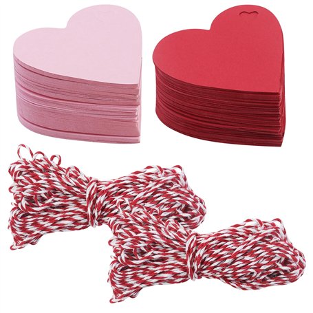 Lot de 220 étiquettes cadeaux en forme de cœur avec 2 cordes en coton pour vêtements