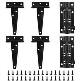 Lot de 4 charnières de porte en T robustes en forme de T avec 2 poignées de porte et vis assorties