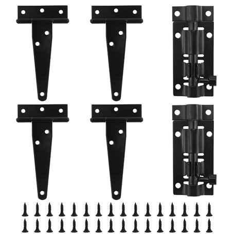 Lot de 4 charnières de porte en T robustes en forme de T avec 2 poignées de porte et vis assorties