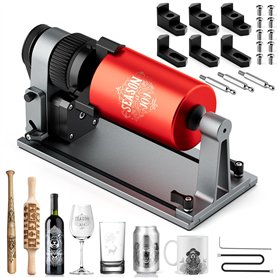 Woxcker ARot8 Rouleau rotatif multifonction 4 en 1 Mandrin rotatif réglable pour gravure d'objets cylindriques