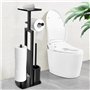 Porte-papier toilette debout en acier inoxydable avec brosse WC - Porte-papier toilette avec boîte à lingettes humides - Porte-p