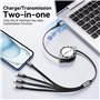 2m 4A 4 en 1 câble de charge rapide USB rétractable avec deux 2 IP/type C/micro USB pour téléphone 13