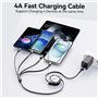Câble de charge multiple 1,2m 4A 4 en 1 câble de charge rapide USB rétractable avec deux 2 IP/type C/micro USB pour téléphone 13
