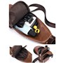 Vohoney Sac de Poitrine Homme Sacoche à Bandoulière Sacs a Dos Porté épaule Travers Sac Rétro en PU Cuir Étanche Bandoulière ave