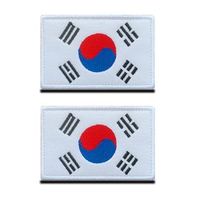 2 Pièces Drapeau du Coréen Corée Patch Tactique Militaire Emblème National Applique Fermeture Crochet et Boucle pour Chapeau Sac
