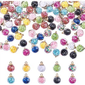 MaoNativey 30pcs 16mm Breloques Pendentif Boule de Verre Cristal avec Strass Perle Brillante Étoiles pour Faire des Pendentifs C